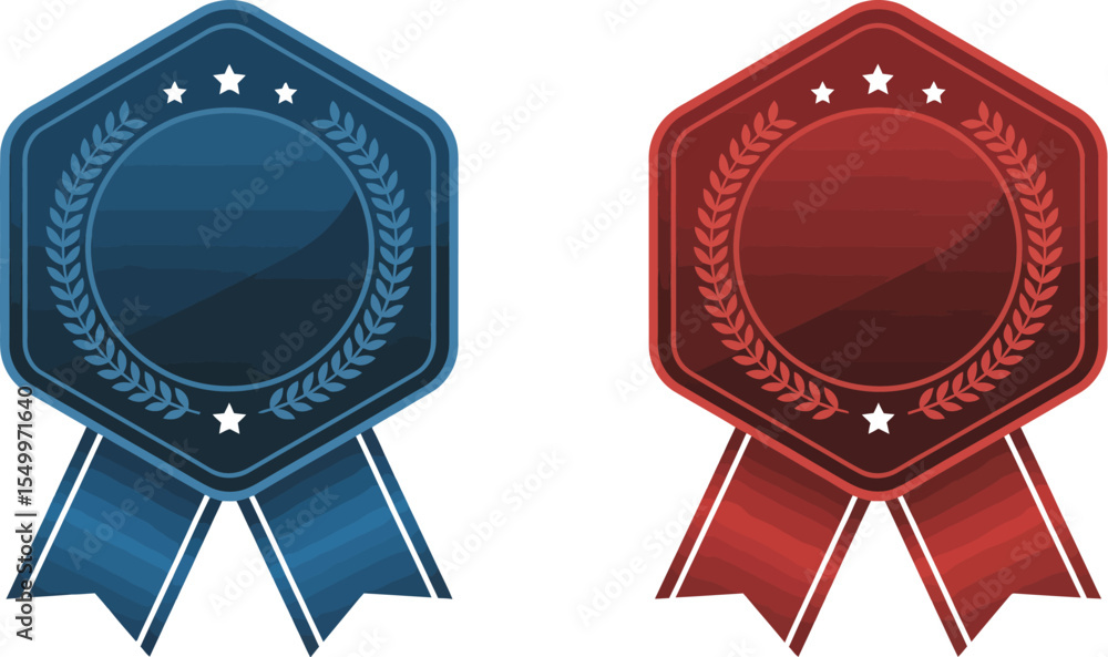 Poster vector badges design template for graphic design and web design with laurel wreath and ribbon editab
