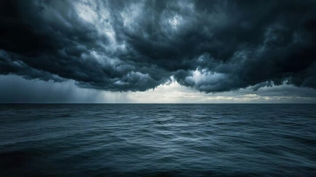 Dark Storm Clouds Over a Turbulent Sea
