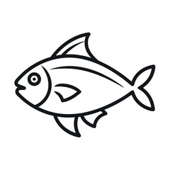 Hilsa fish line art vector icon. Freshwater fish outline illustration.