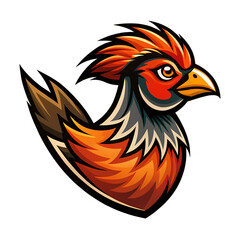 Obraz premium Fiery Crest A Stylized Pheasant Portrait isolated on transparent baackground