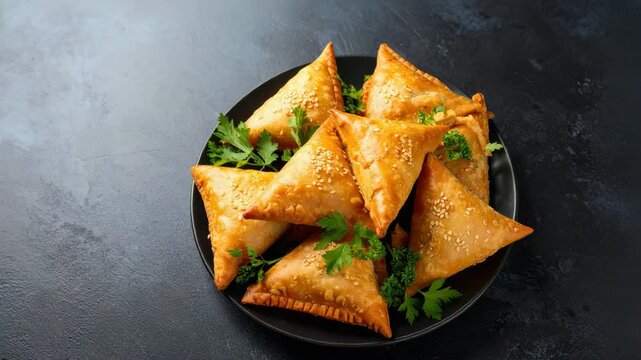 A delicious plate of fried sami arranged artistically with fresh herbs and spices for flavor