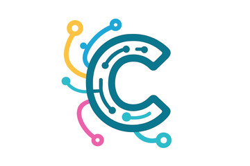 Fototapeta premium The term ‘Technology Letter C Logo Abstract Whimsical Monogram’ is given