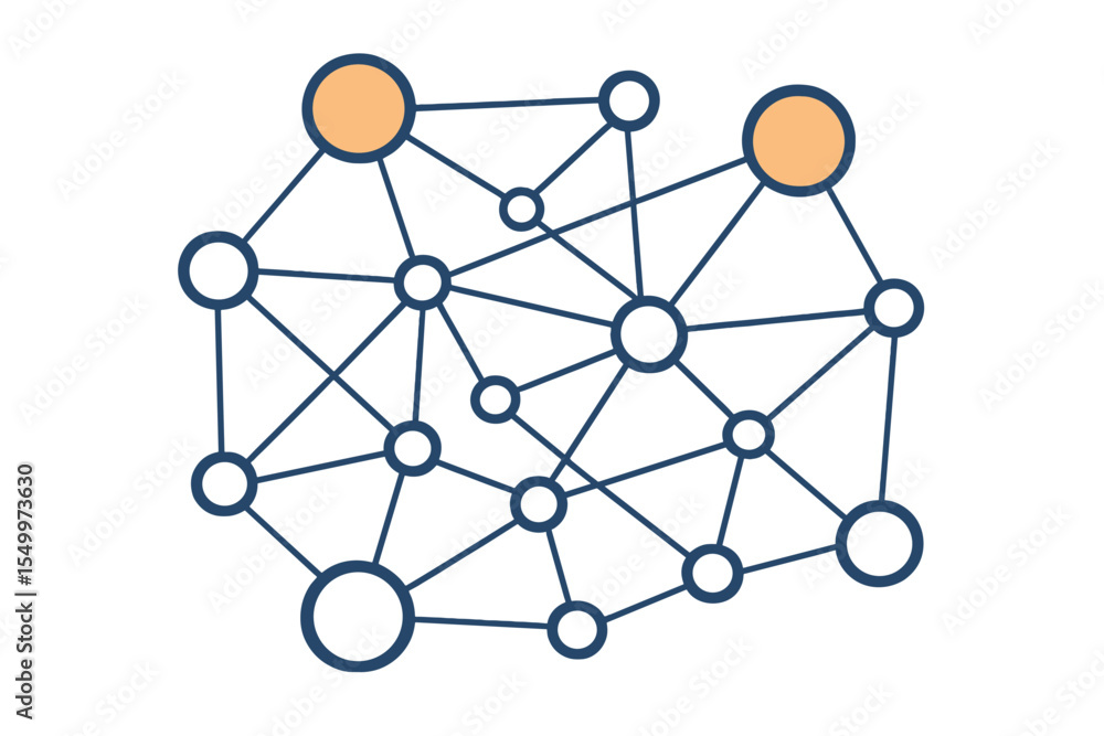 Poster model of a neural network that features narrow synapses connecting neurons