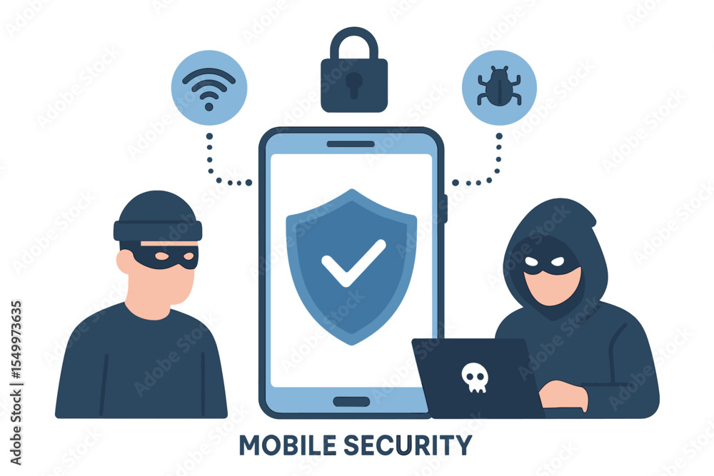 Aufkleber the concept of mobile security is a modern phenomenon, where intelligent applications safeguard smar