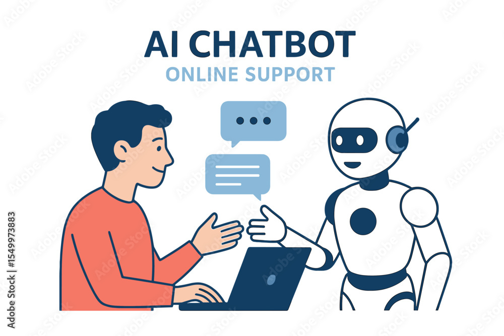 Poster human interactive tech interaction is supported online by ai, chatbots, and robotics, as well as hum