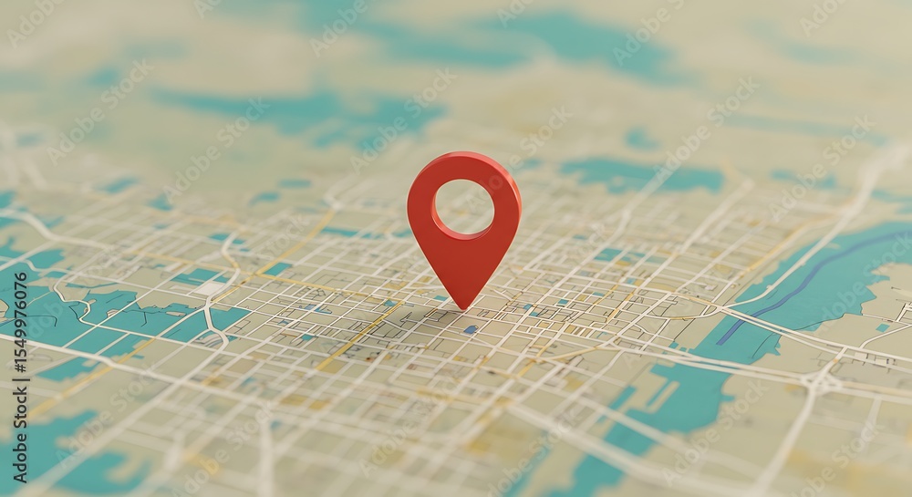 Poster locate your position on a digital map with a red pin marking the exact spot
