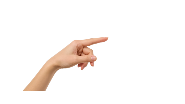 Woman's Hand Pointing Right, Isolated on Transparent background