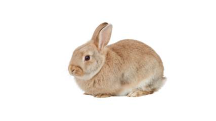 Adorable Light Brown Rabbit Sitting on White Background