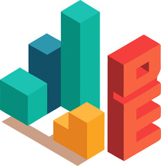 Fototapeta premium 3d render of a building blocks with different colors