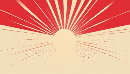 Retro sunburst background with pixelated tunnel