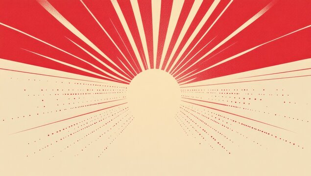 Retro sunburst background with pixelated tunnel