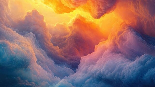 Vibrant Orange And Blue Cloudscape At Sunset