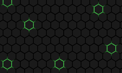 Pattern with black honeycomb on a gradient neon green light