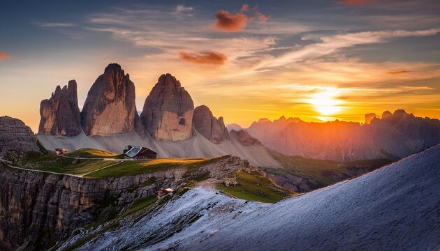 dolomite stuning sunset from the lagazuoi refuge