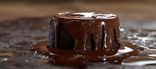 A rich chocolate lava cake oozing with warm molten chocolate