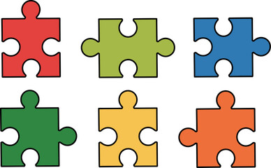 Fototapeta premium Colorful jigsaw puzzle pieces vector illustration for education and game design concept idea editable stock vector illustration