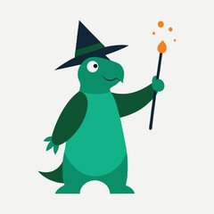 Wise wizard turtle casting magical spell Vector illustration