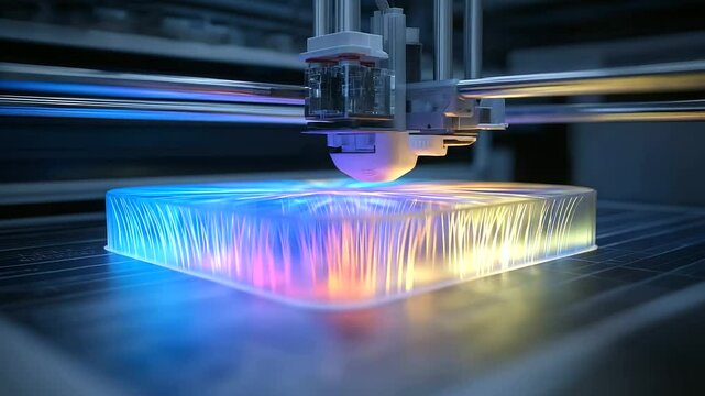 _D printer in action with glowing filament