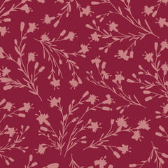 abstract dual-color sketch solid flower with leaves, all over vector design with solid background illustration digital image for textile printing factory