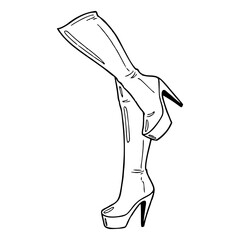 retro style long boots outline