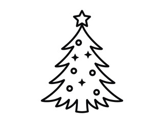 "Black and White Christmas Tree Sketch – Minimal Holiday Wall Art"