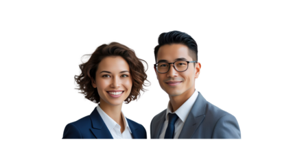 Confident Business Couple Portrait Diverse Team, Success, Collaboration
