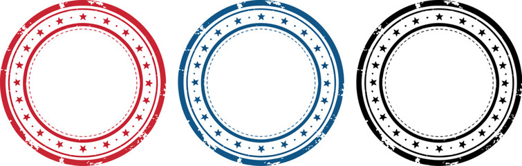 Red blue black stamp vector design element grunge rubber stamp star circle seal badge label graphic asset editable stock vector illustration