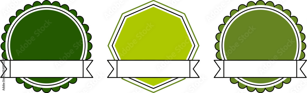 Poster vector label templates set green color for product promotion and branding design elements isolated e