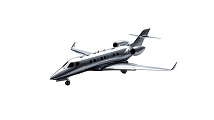 Sleek Silver Private Jet in Flight - Luxury Air Travel