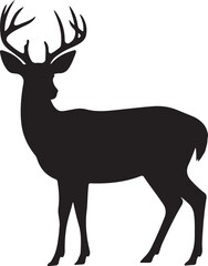 Obraz premium Silhouette of a Doe Deer Standing Profile on Checkered Field