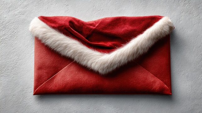 Red envelope with a faux-fur trim.