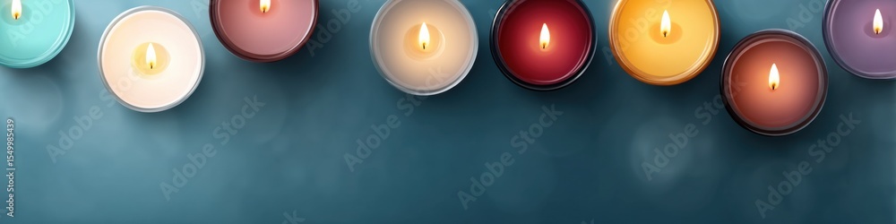 Poster cozy atmosphere with colorful candles creating a warm and inviting space for relaxation and reflecti