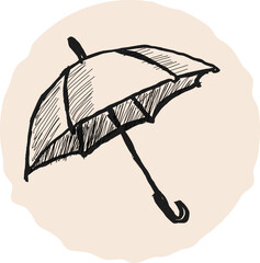 Sketch of an umbrella hand-drawn vector