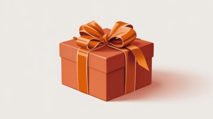 Obraz premium Orange gift box with a satin ribbon bow