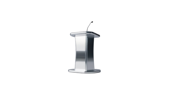 Modern Metal Podium with Microphone for Presentations and Speeches