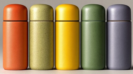 Vibrant assortment of reusable flasks, perfect for sustainable hydration on the go. Stylish, colorful, and eco-friendly drinkware options.