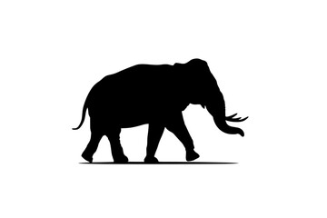 Fototapeta premium a black silhouette of an elephant walking black, elephant, large, silhouette, stand, walk , Generative art.