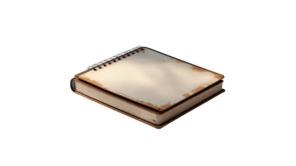 Vintage Spiral Notebook, Blank Pages, Aged Paper Texture