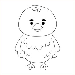 A cute duck cartoon in black and white outline, KDP, kids, line art, coloring book page , Illustration