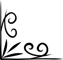 Fototapeta premium Flourish Corner Ornament Featuring Leaf Accent