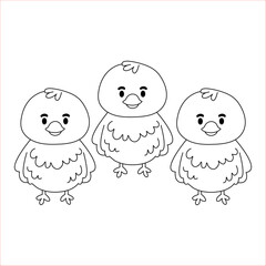 A cute duck cartoon in black and white outline, KDP, kids, line art, coloring book page , Illustration