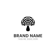 Stylized logo featuring a brain designed as a maze with a teardrop icon, symbolizing problem-solving and creativity.