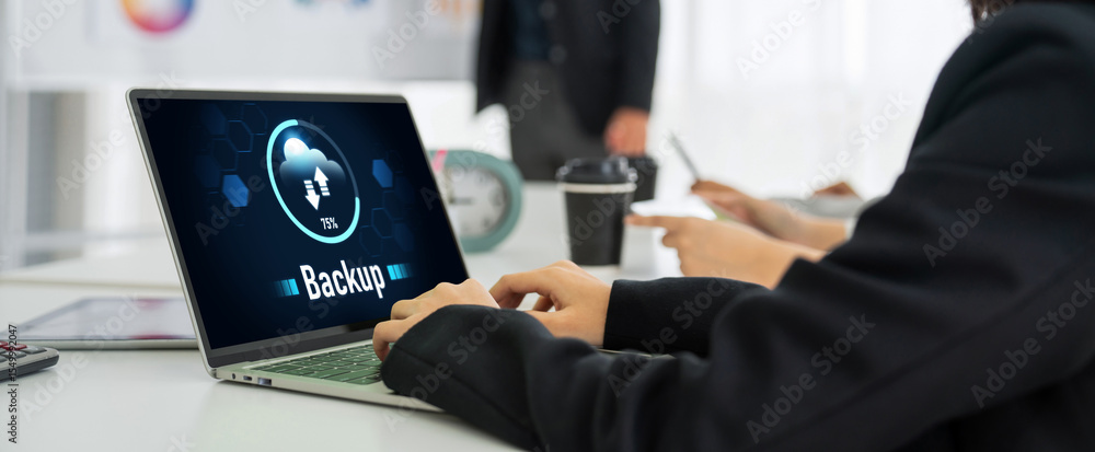 Poster backup storage data internet technology business concept. database storage cloud technology file dat