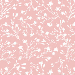 abstract dual-color sketch solid flower with leaves, all over vector design with solid background illustration digital image for textile printing factory