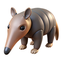 PNG Anteater 3D illustration cartoon character, cute stylized animal isolated on transparent background.