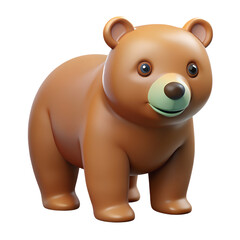 PNG Bear 3D illustration cartoon character, cute stylized animal isolated on transparent background.
