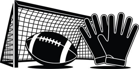 American football gear vector illustration with ball gloves and goal post design for sports graphic editable stock vector