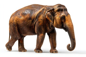 Realistic elephant captured in high detail against a white background, showing its size and texture. Perfect for kids’ learning books, scientific research, or digital cutout projects.