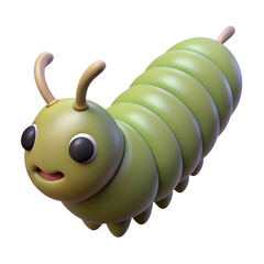 PNG Caterpillar 3D illustration cartoon character, cute stylized animal isolated on transparent background.