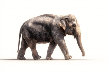 A calm elephant with visible skin folds and natural coloring, photographed in a clean studio-style background. Useful for zoo brochures, eco-campaigns, and wildlife preservation visuals.